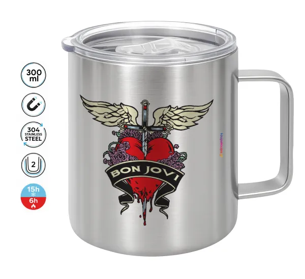 Bon Jovi — Double-walled stainless steel mug 300ml with temperature-retaining lid