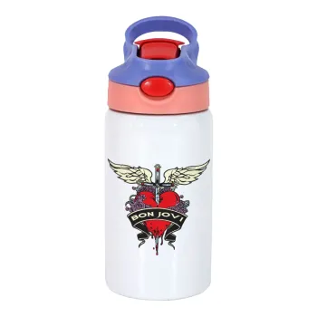 Bon Jovi, Children's hot water bottle, stainless steel, with safety straw, pink/purple (350ml)