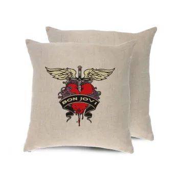 Bon Jovi, Μαξιλάρι καναπέ ΛΙΝΟ 40x40cm περιέχεται το  γέμισμα