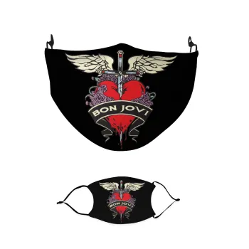 Bon Jovi, Μάσκα υφασμάτινη παιδική πολλαπλών στρώσεων με υποδοχή φίλτρου