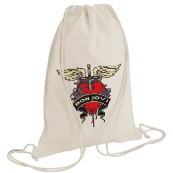 Bon Jovi, Τσάντα πλάτης πουγκί GYMBAG natural (28x40cm)
