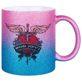 Bon Jovi, Κούπα Χρυσή/Μπλε Glitter, κεραμική, 330ml