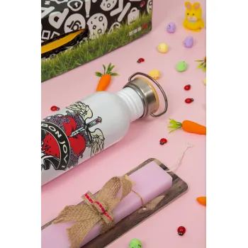 Bon Jovi, Πασχαλινή Λαμπάδα με παγούρι μεταλλικό (620ml, stainless steel) & κερί αρωματικό πλακέ (30cm) (ΡΟΖ)