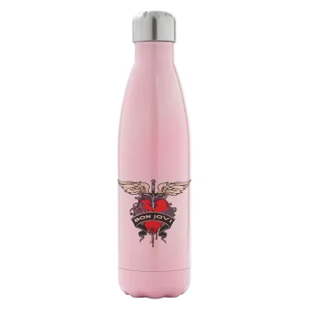 Bon Jovi, Metal mug thermos Pink Iridiscent (Stainless steel), double wall, 500ml