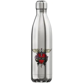 Bon Jovi, Inox (Stainless steel) hot metal mug, double wall, 750ml