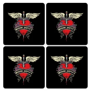 Bon Jovi, ΣΕΤ 4 Σουβέρ ξύλινα τετράγωνα (9cm)
