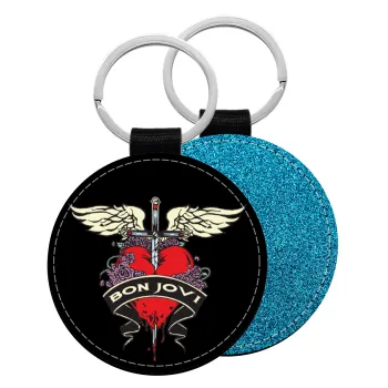 Bon Jovi, Μπρελόκ Δερματίνη, στρογγυλό ΜΠΛΕ (5cm)