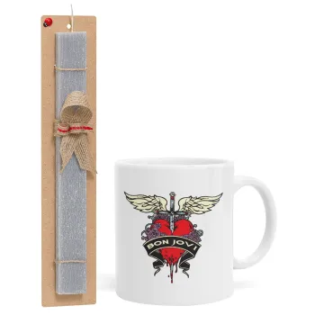 Bon Jovi, Πασχαλινή Λαμπάδα με Κούπα κεραμική (330ml) & κερί αρωματικό πλακέ (30cm) (ΓΚΡΙ)