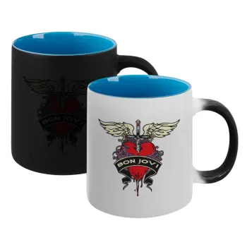 Bon Jovi, Κούπα Μαγική εσωτερικό μπλε, κεραμική 330ml που αλλάζει χρώμα με το ζεστό ρόφημα