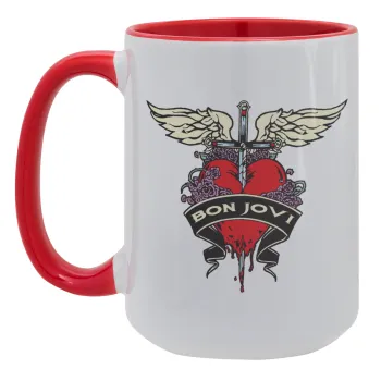 Bon Jovi, Κούπα Mega 15oz, κεραμική Κόκκινη, 450ml