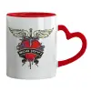 Mug heart red handle, ceramic, 330ml
