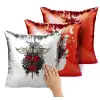 Μαξιλάρι καναπέ Μαγικό Κόκκινο με πούλιες 40x40cm περιέχεται το γέμισμα