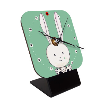 Ο λαγός του πάσχα, Επιτραπέζιο ρολόι ξύλινο με δείκτες (10cm)