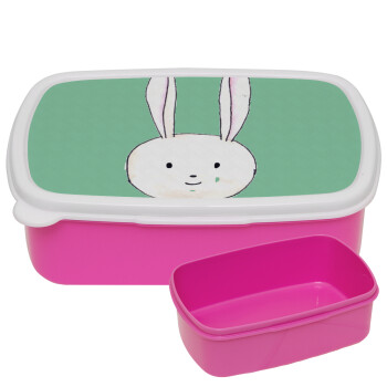 Ο λαγός του πάσχα, ΡΟΖ παιδικό δοχείο φαγητού (lunchbox) πλαστικό (BPA-FREE) Lunch Βox M18 x Π13 x Υ6cm