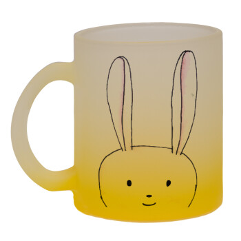 Ο λαγός του πάσχα, Κούπα γυάλινη δίχρωμη με βάση το κίτρινο ματ, 330ml