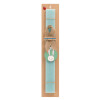 Easter Set, wooden keychain & aromatic flat Easter candle (30cm) (TURQUOISE)