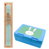 Easter Set, children's snack container BLUE & Easter aromatic flat candle (30cm) (TURQUOISE)