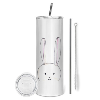 Ο λαγός του πάσχα, Tumbler stainless steel 600ml, with metal straw & cleaning brush