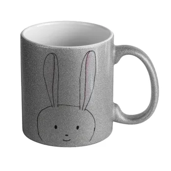 Ο λαγός του πάσχα, Κούπα Ασημένια Glitter που γυαλίζει, κεραμική, 330ml