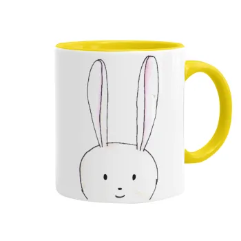 Ο λαγός του πάσχα, Mug colored yellow, ceramic, 330ml