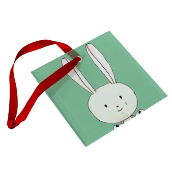 Ο λαγός του πάσχα, Christmas ornament, glass square ornament 9x9cm