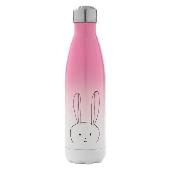 Ο λαγός του πάσχα, Μεταλλικό παγούρι θερμός Ροζ/Λευκό (Stainless steel), διπλού τοιχώματος, 500ml