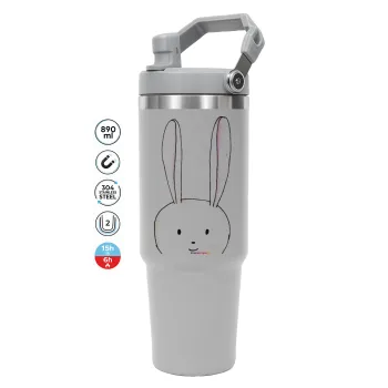 Ο λαγός του πάσχα, GREY color, 890ml (30oz) stainless Steel Tumbler with Handle
