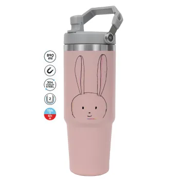 Ο λαγός του πάσχα, Pink color, 890ml (30oz) stainless Steel Tumbler with Handle