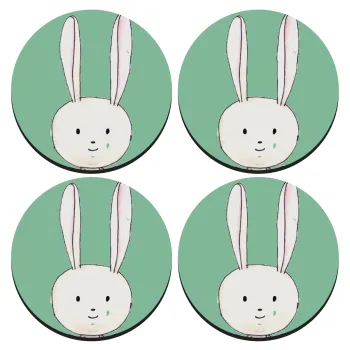 Ο λαγός του πάσχα, ΣΕΤ 4 Σουβέρ ξύλινα στρογγυλά (9cm)