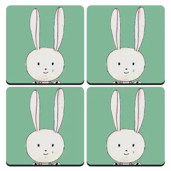 Ο λαγός του πάσχα, ΣΕΤ 4 Σουβέρ ξύλινα τετράγωνα (9cm)