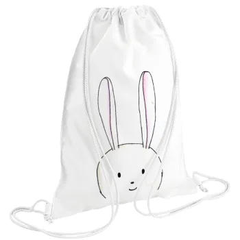 Ο λαγός του πάσχα, Τσάντα πλάτης πουγκί GYMBAG λευκή (28x40cm)