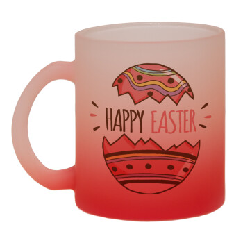 Happy easter egg, Κούπα γυάλινη δίχρωμη με βάση το κόκκινο ματ, 330ml