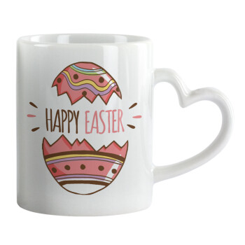 Happy easter egg, Mug heart handle, ceramic, 330ml