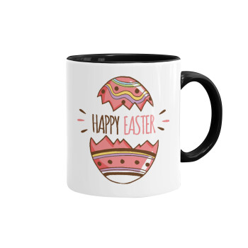 Happy easter egg, Mug colored black, ceramic, 330ml
