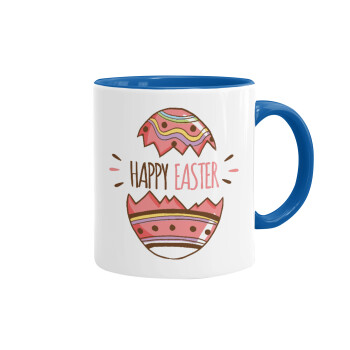 Happy easter egg, Mug colored blue, ceramic, 330ml