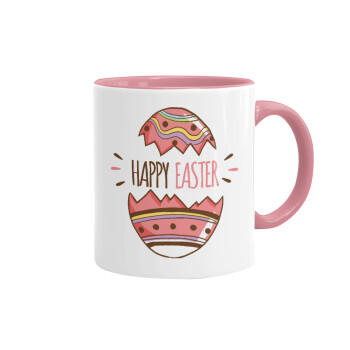 Happy easter egg, Mug colored pink, ceramic, 330ml