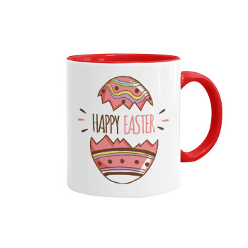Happy easter egg, Κούπα χρωματιστή κόκκινη, κεραμική, 330ml