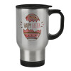 Stainless steel travel mug with lid, double wall 450ml
