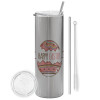 Tumbler stainless steel Silver 600ml, with metal straw & cleaning brush