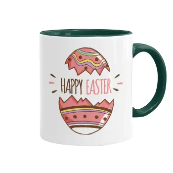 Happy easter egg, Κούπα χρωματιστή πράσινη, κεραμική, 330ml