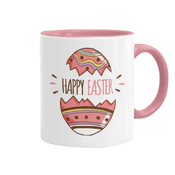 Happy easter egg, Mug colored pink, ceramic, 330ml
