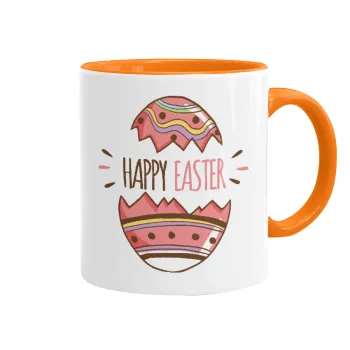 Happy easter egg, Mug colored orange, ceramic, 330ml