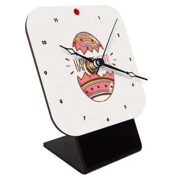 Happy easter egg, Quartz Wooden table clock with hands (10cm)