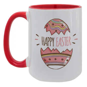Happy easter egg, Κούπα Mega 15oz, κεραμική Κόκκινη, 450ml