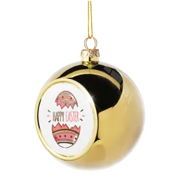 Happy easter egg, Golden Christmas tree ball ornament 8cm