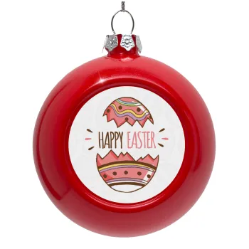 Happy easter egg, Red Christmas tree ornament bauble 8cm