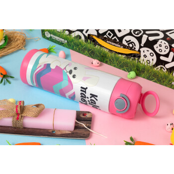 Καλό πάσχα, Easter candle, Childrens hot water bottle, stainless steel, with safety straw, PINK (500ml)