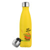 Yellow Stainless Steel Metallic Thermos, double-walled, 500ml