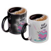 Color changing magic Mug, ceramic, 330ml when adding hot liquid inside, the black colour desappears (1 pcs)