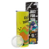 Neon Yellow Travel Tumbler, with metal straw (Stainless steel 304 Food grade, BPA free, 600ml)
